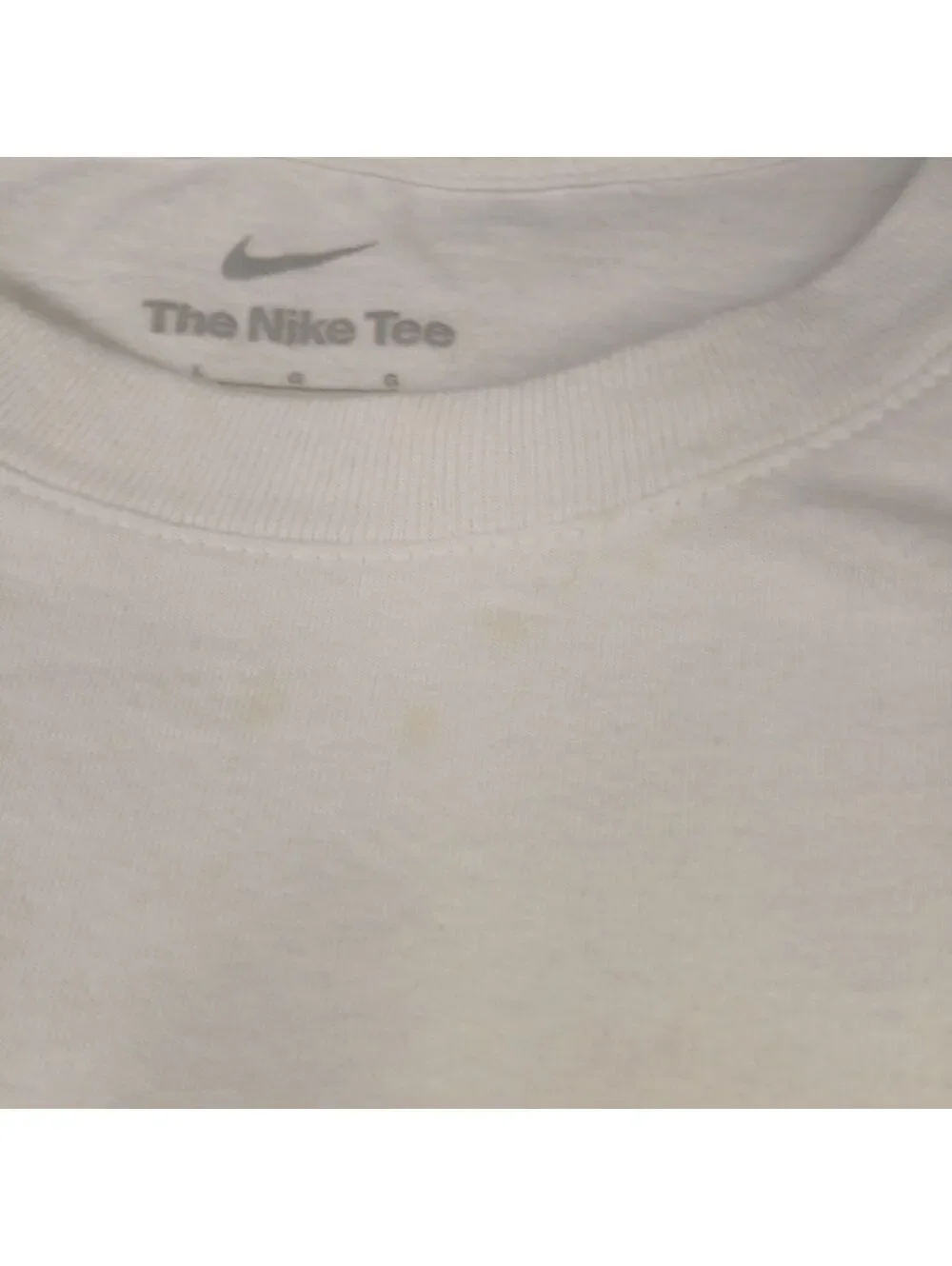 Nike The Nike Tee Large L White Graphic T-Shirt Blue Flame Fire Big Swoosh Logo